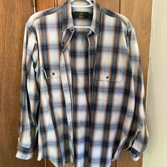 ORVIS Long Sleeve Flannel Check Shirt, Men's Size M cotton navy blue type Vintage Second Hand